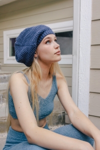 Waffle Knit Slouch Beanie