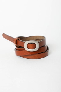Skinny Modern Leather Cinch Belt 