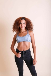 Lightweight Denim Crop Top Bralette – Stylish Strappy Back