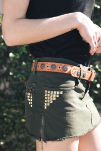 Studded Trim Belt with Buttons