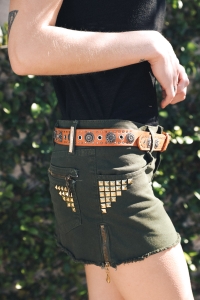 Studded Trim Belt with Buttons
