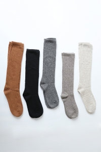 ? Stylish Women's Knit Calf-Length Socks - Neutral Colors