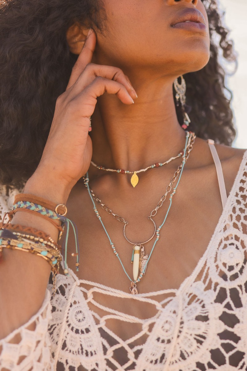 tusk horn and arrow layered necklace